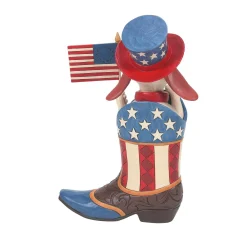Jim Shore Heartwood Creek Boot With Dog Holding Flag Fig