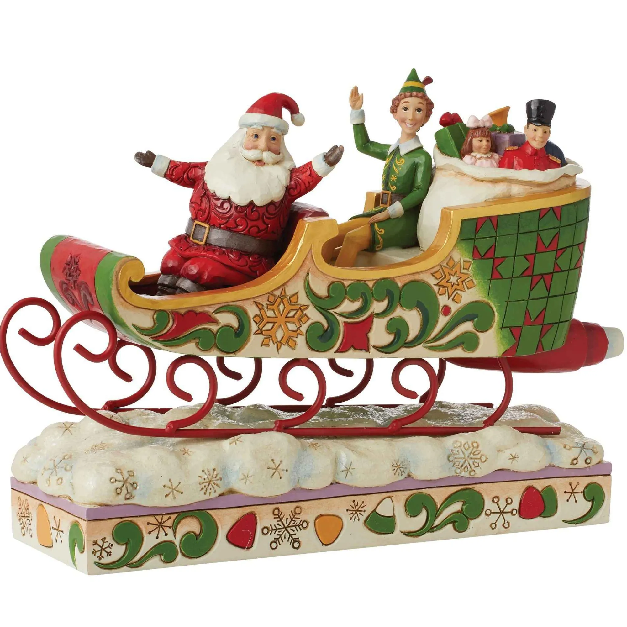 Elf by Jim Shore Buddy Elf With Santa In Sleigh