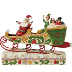 Elf by Jim Shore Buddy Elf With Santa In Sleigh
