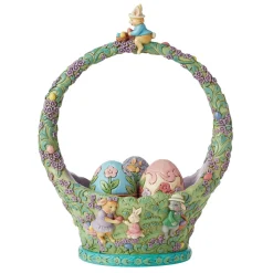 Jim Shore Heartwood Creek Bunnies Egg Hunt Easter Basket