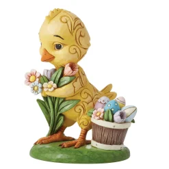 Jim Shore Heartwood Creek Chick With Flowers Pint