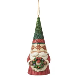 Jim Shore Heartwood Creek Gnome Holding Wreath Orn