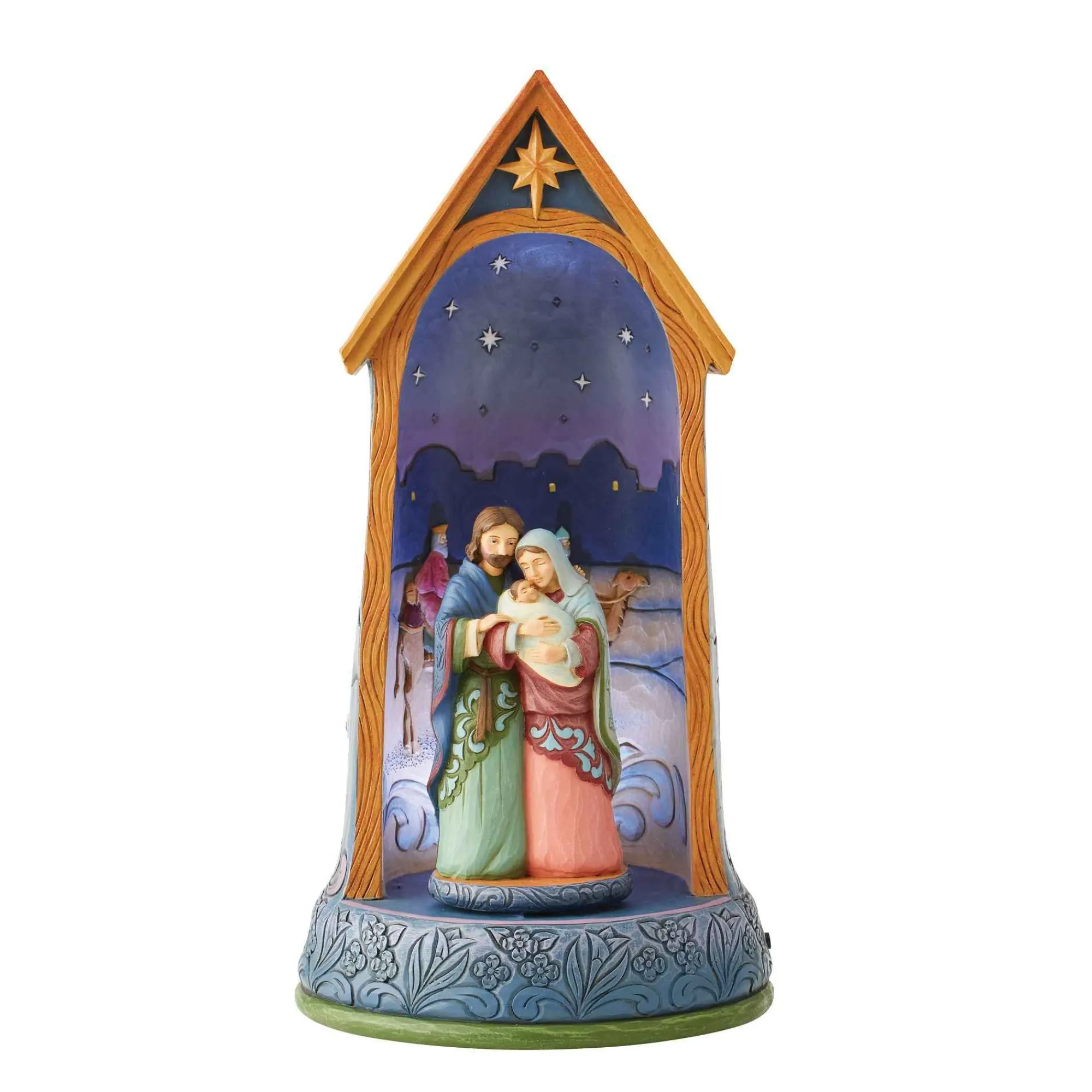 Jim Shore Heartwood Creek Holy Family In Stable Lighted