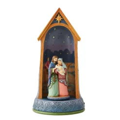 Jim Shore Heartwood Creek Holy Family In Stable Lighted