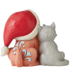 Jim Shore Heartwood Creek Kitten With Puppy In Santa Hat