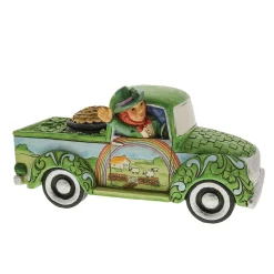 Jim Shore Heartwood Creek Leprechaun In Green Truck