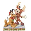 Disney Traditions Mickey Reindeer W/ Pluto Santa