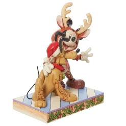 Disney Traditions Mickey Reindeer W/ Pluto Santa