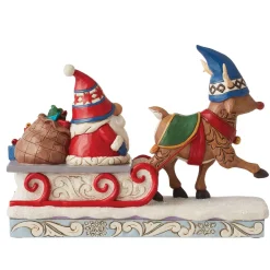 Jim Shore Heartwood Creek Reindeer Pulling Gnome Sled