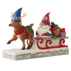 Jim Shore Heartwood Creek Reindeer Pulling Gnome Sled