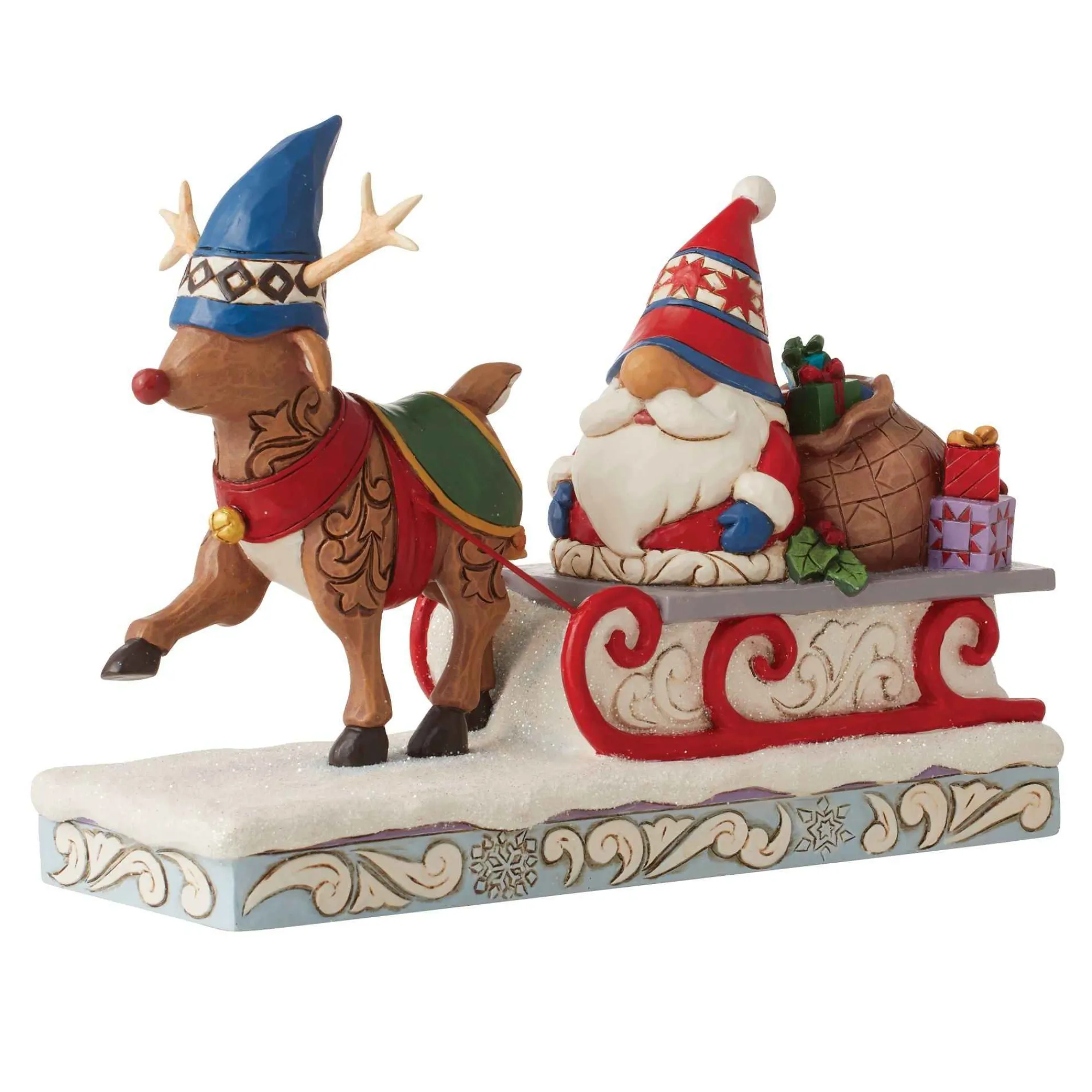 Jim Shore Heartwood Creek Reindeer Pulling Gnome Sled