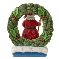 Jim Shore Heartwood Creek Santa By Light-Up Wreath