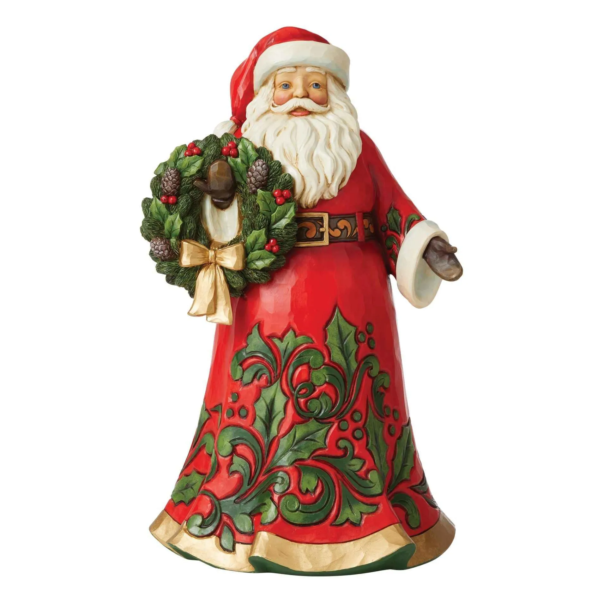 Jim Shore Heartwood Creek Santa Holding Holly Wreath