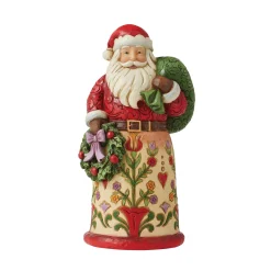 Jim Shore Heartwood Creek Santa Holding Wreath And Bag