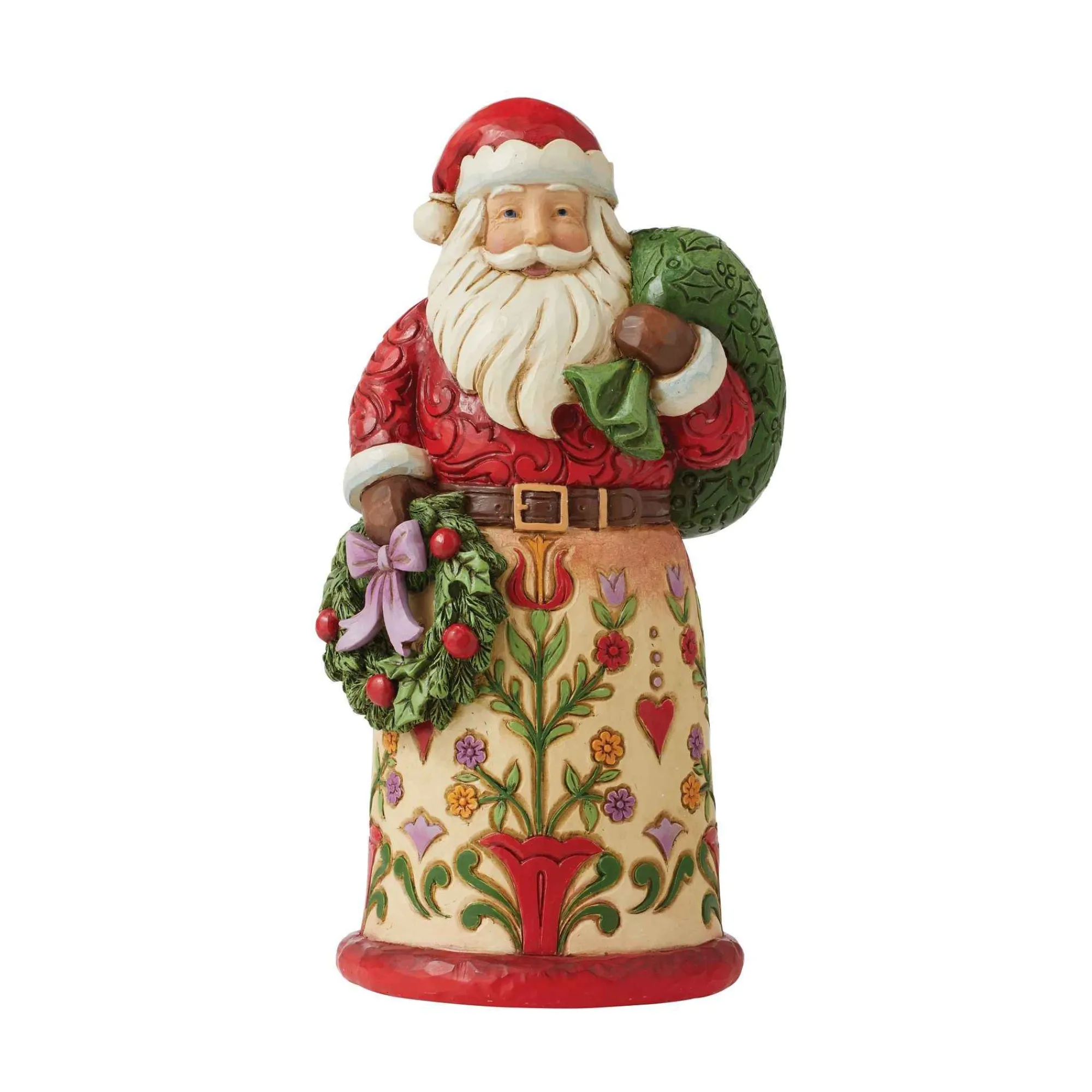 Jim Shore Heartwood Creek Santa Holding Wreath And Bag
