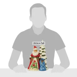 Jim Shore Heartwood Creek Santa Next To Tree With Toybag