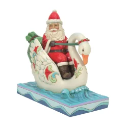 Jim Shore Heartwood Creek Santa Riding A Swan