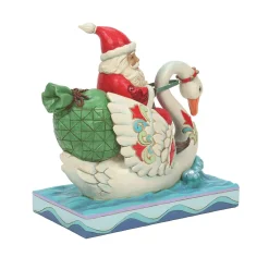 Jim Shore Heartwood Creek Santa Riding A Swan