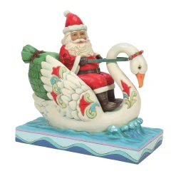 Jim Shore Heartwood Creek Santa Riding A Swan