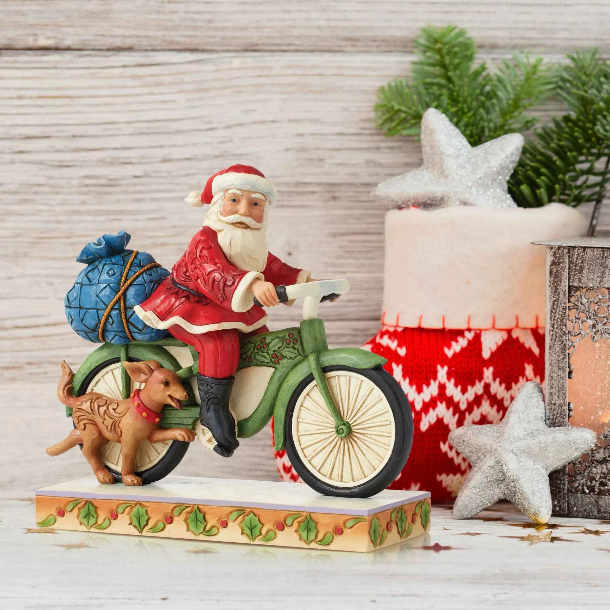 Jim Shore Heartwood Creek Santa Riding Bicycle