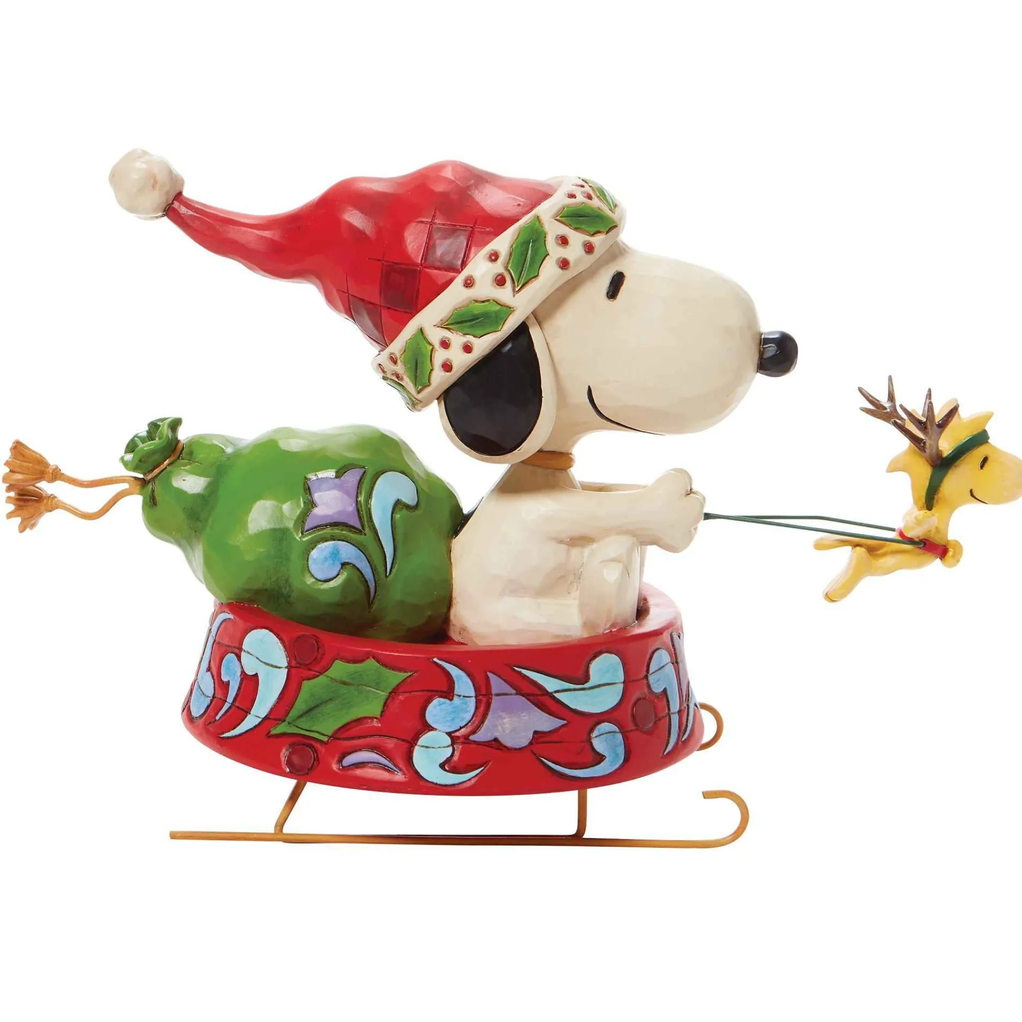 Peanuts by Jim Shore Santa Snoopy In Dog Bowl Sled