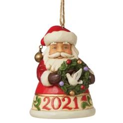 Jim Shore Heartwood Creek Santa W/Wreath Dated 2021 Orn