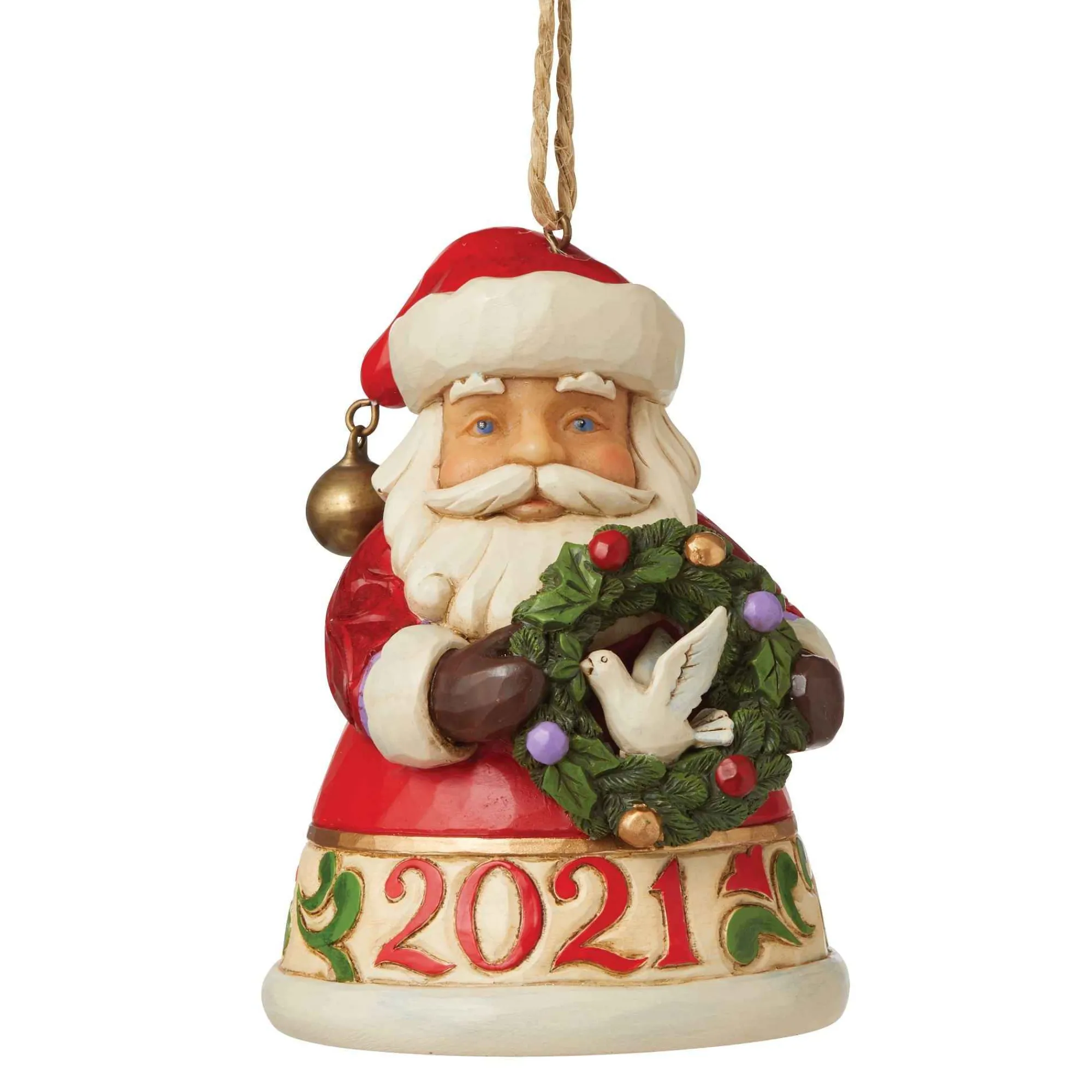 Jim Shore Heartwood Creek Santa W/Wreath Dated 2021 Orn