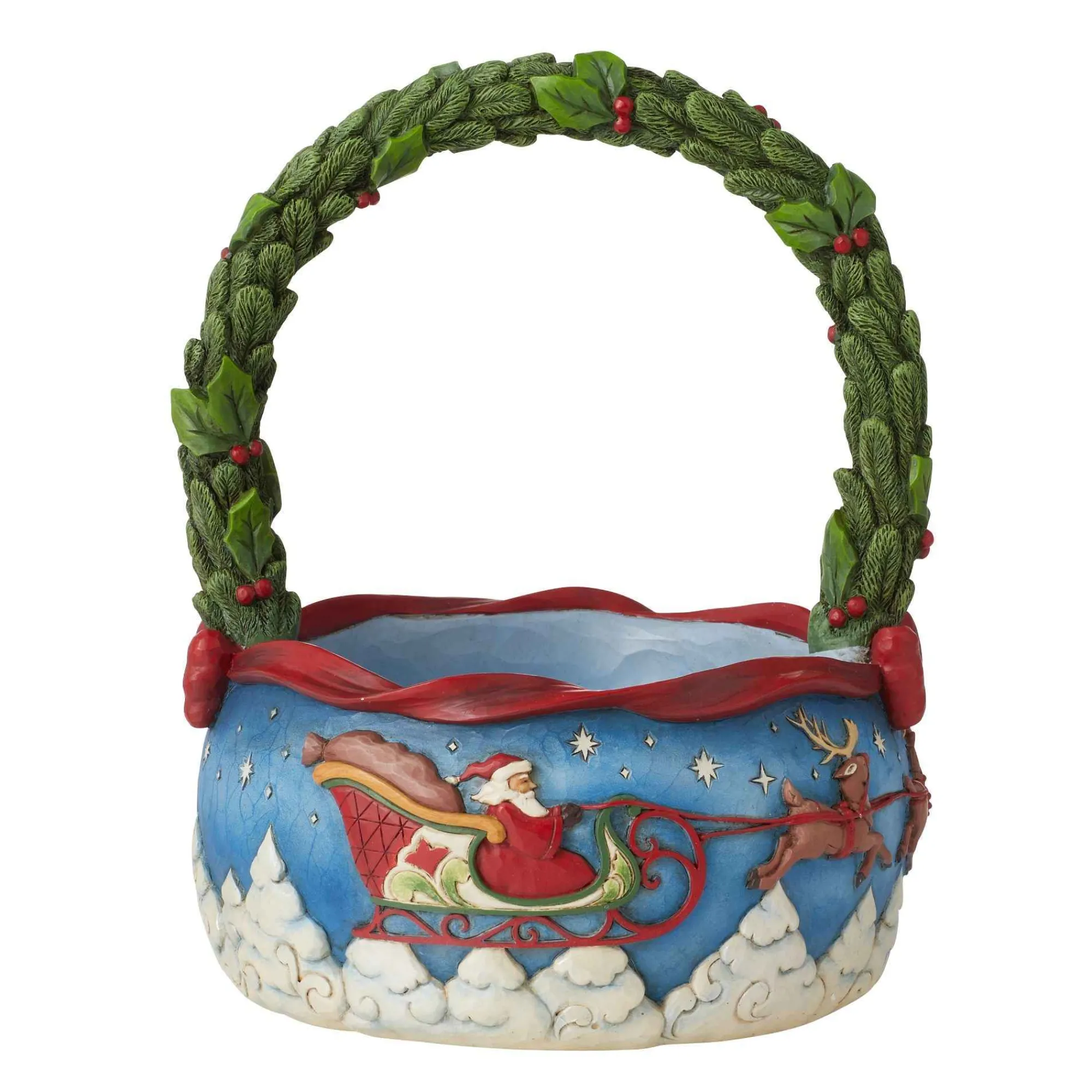 Jim Shore Heartwood Creek Set/4 Christmas Basket W/Ornam