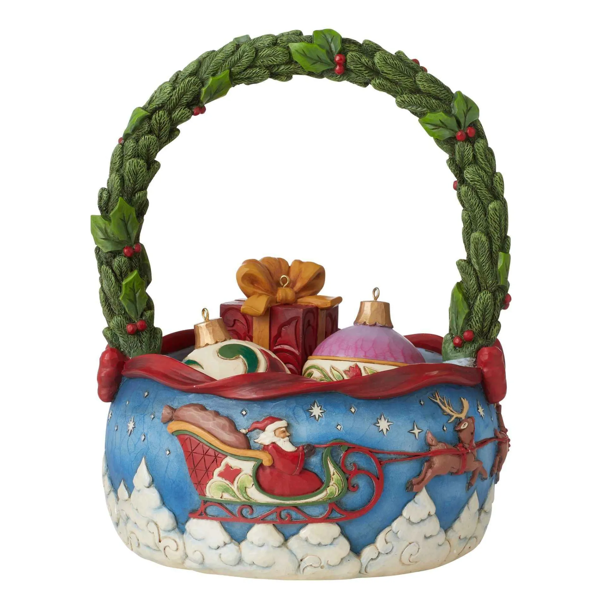 Jim Shore Heartwood Creek Set/4 Christmas Basket W/Ornam