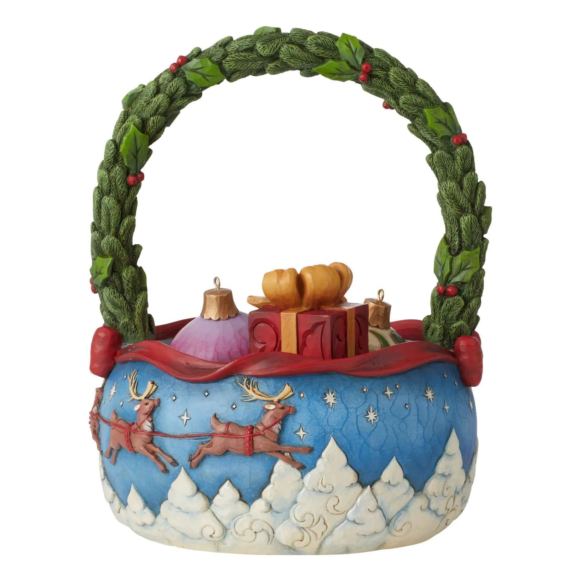 Jim Shore Heartwood Creek Set/4 Christmas Basket W/Ornam