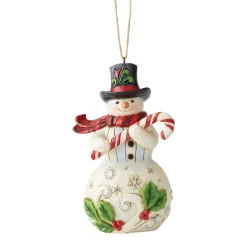 Jim Shore Heartwood Creek Snowman With Candy Cane Orn