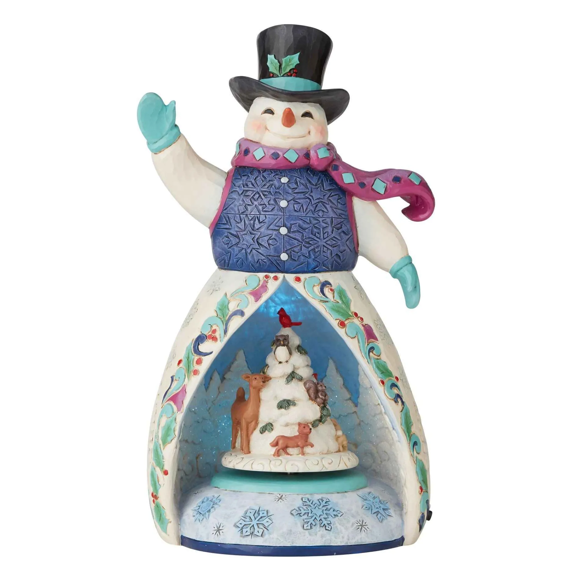 Jim Shore Heartwood Creek Snowman W/Tree Lighted Rotator