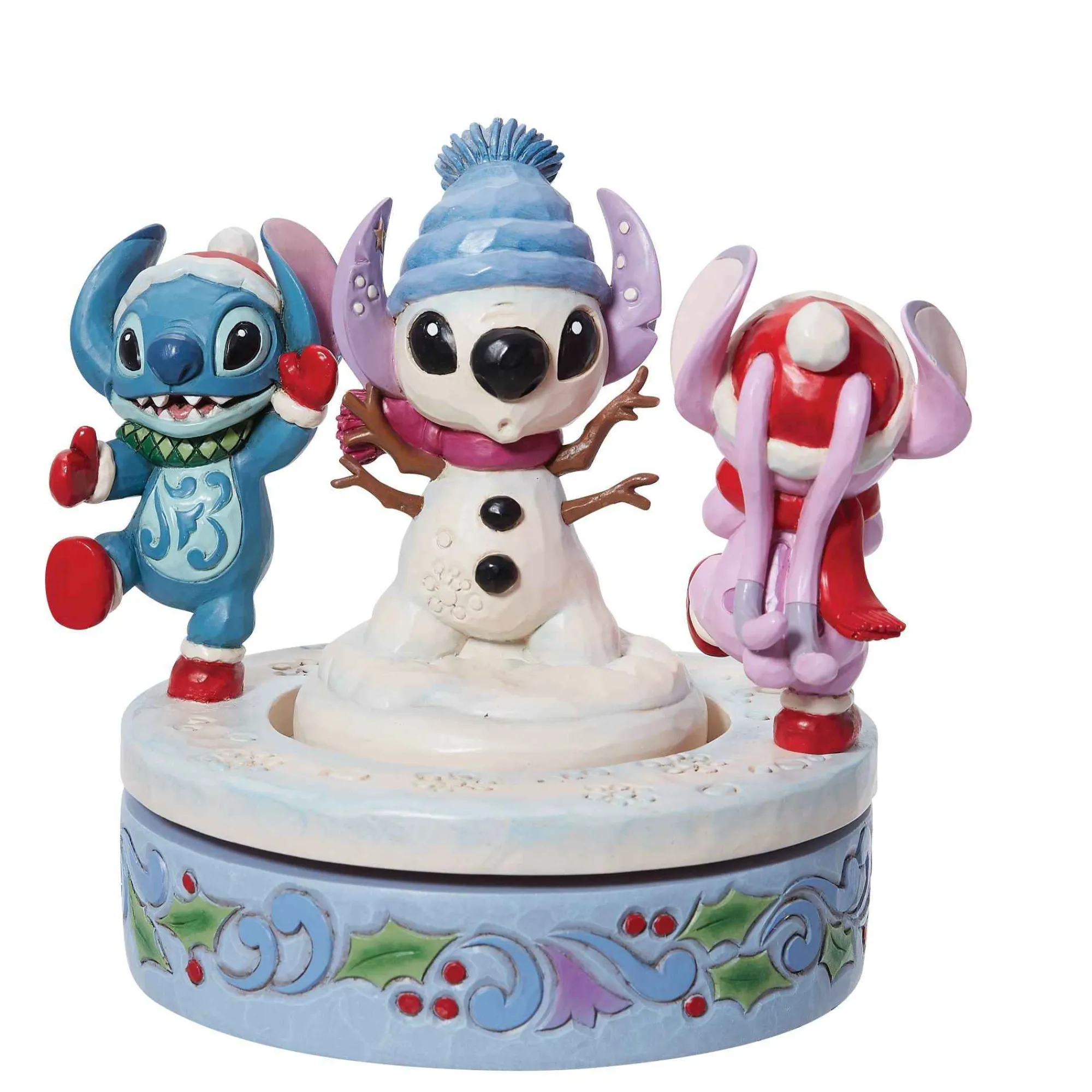 Disney Traditions Stitch & Angel Building A Snow