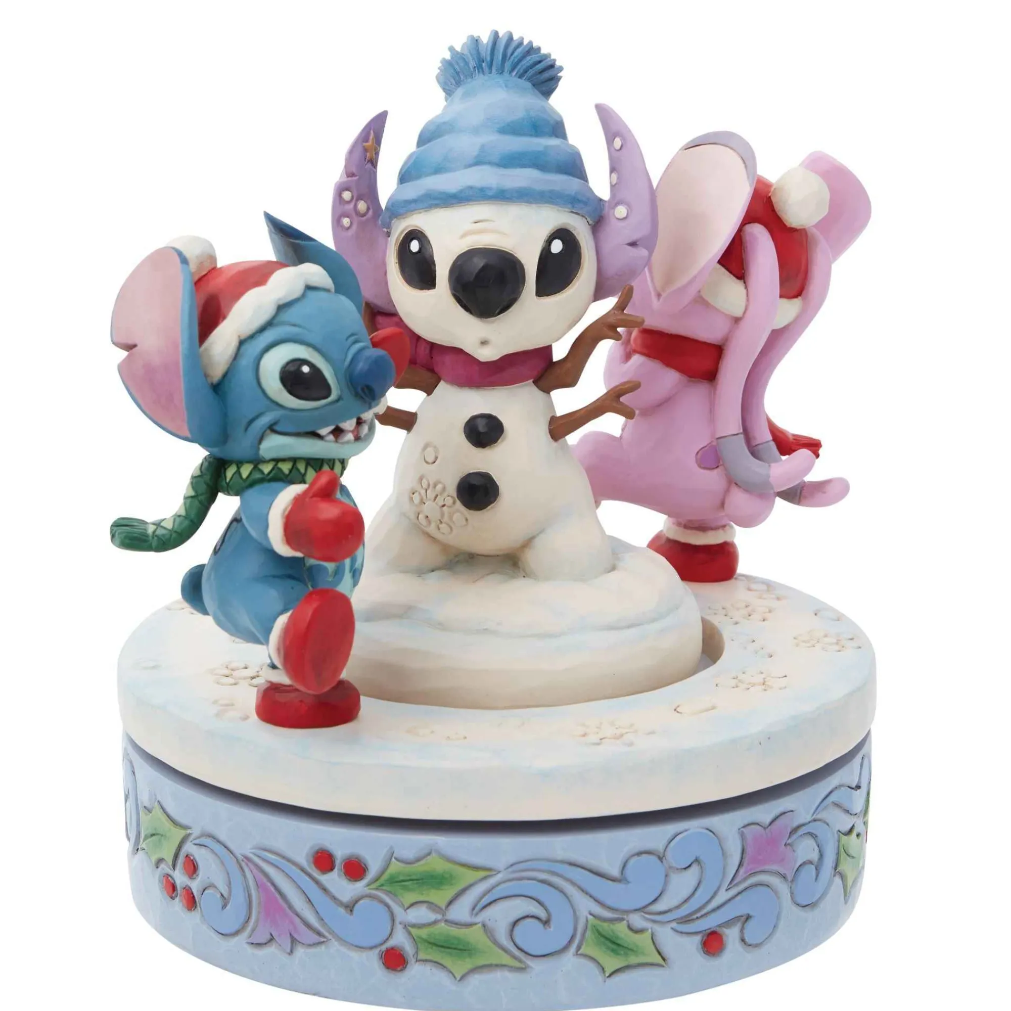 Disney Traditions Stitch & Angel Building A Snow