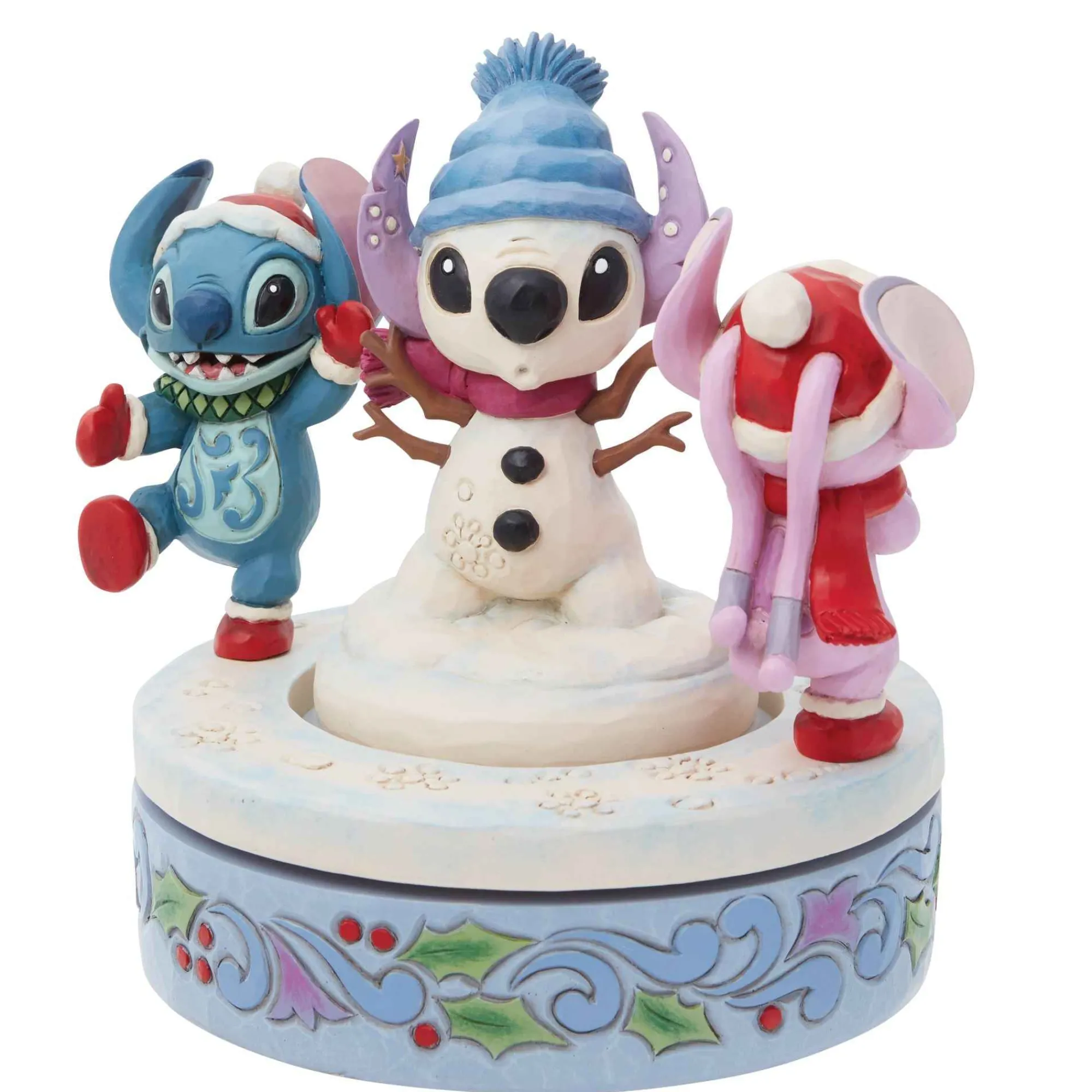 Disney Traditions Stitch & Angel Building A Snow