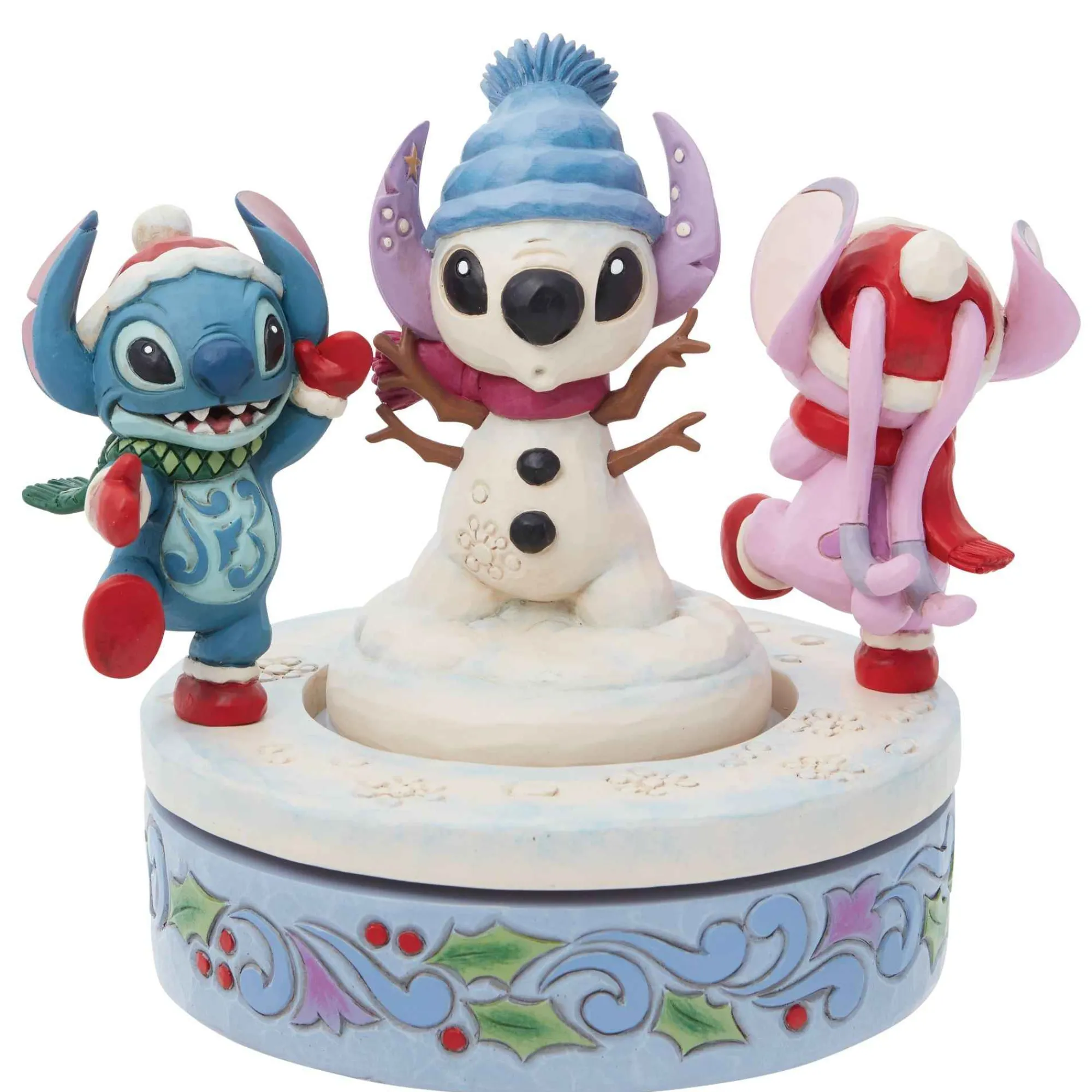 Disney Traditions Stitch & Angel Building A Snow