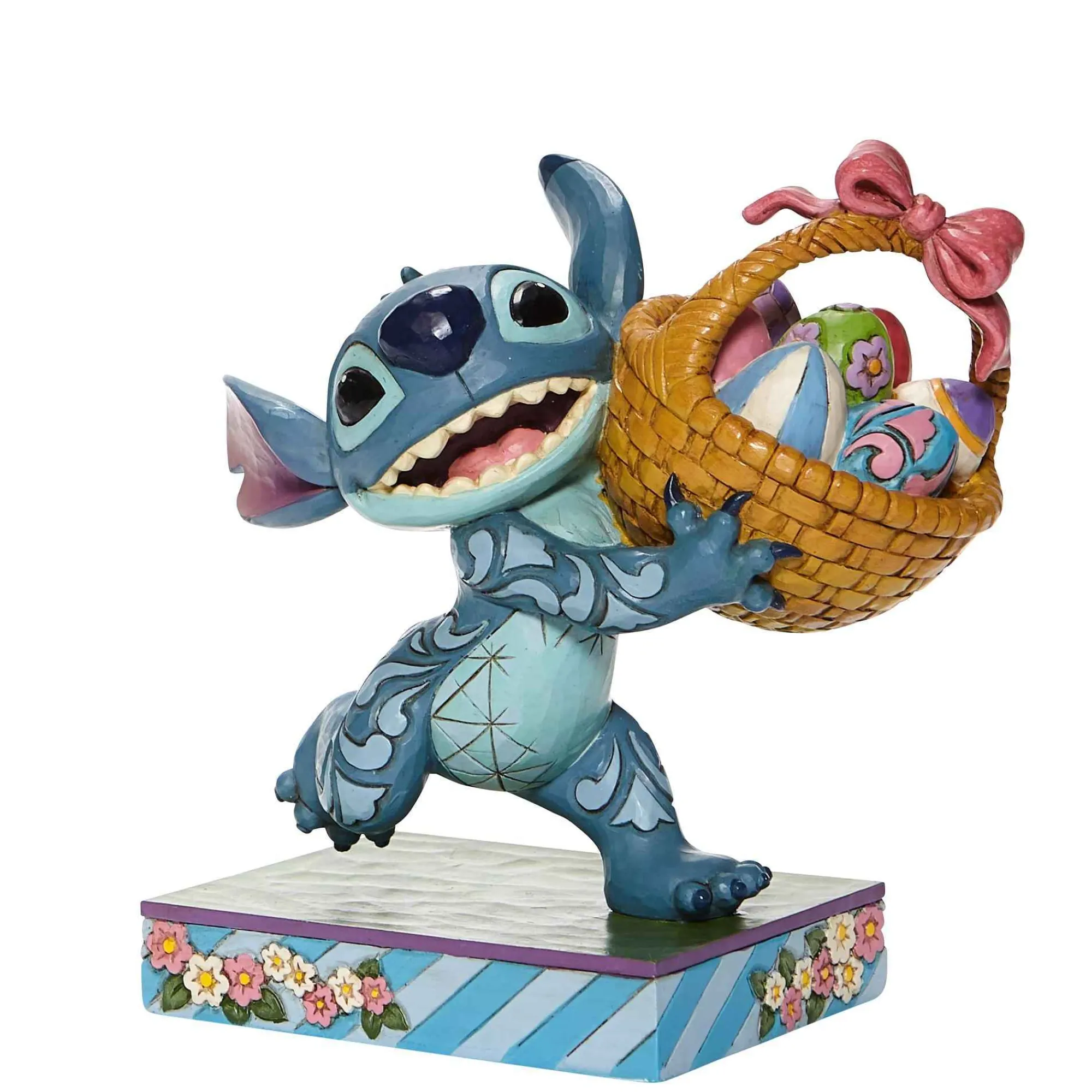 Disney Traditions Stitch Running W/Easter Basket