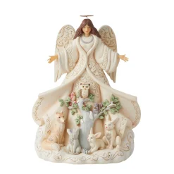 Jim Shore Heartwood Creek White Woodland Angel With Coat