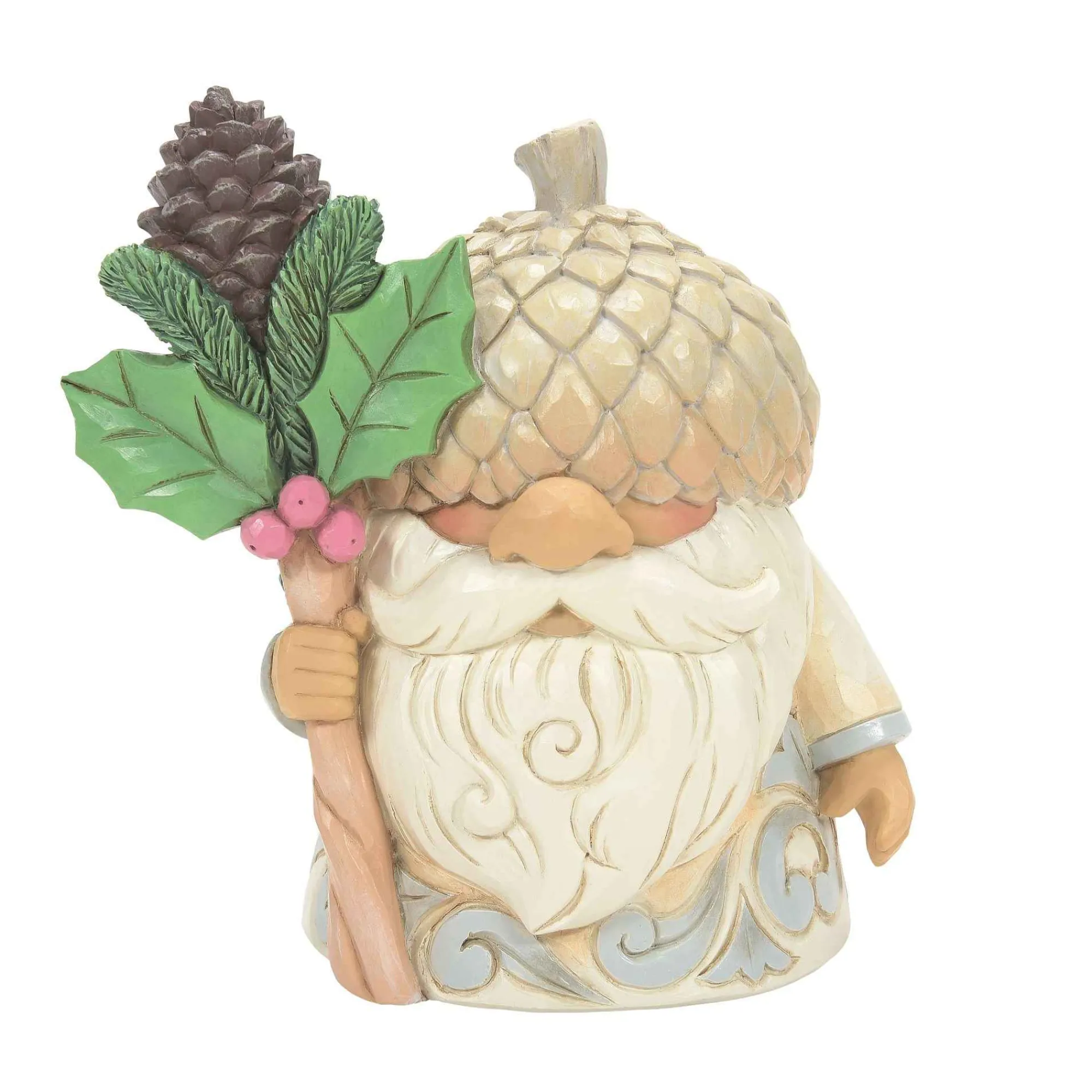 Jim Shore Heartwood Creek White Woodland Gnome Acorn Hat