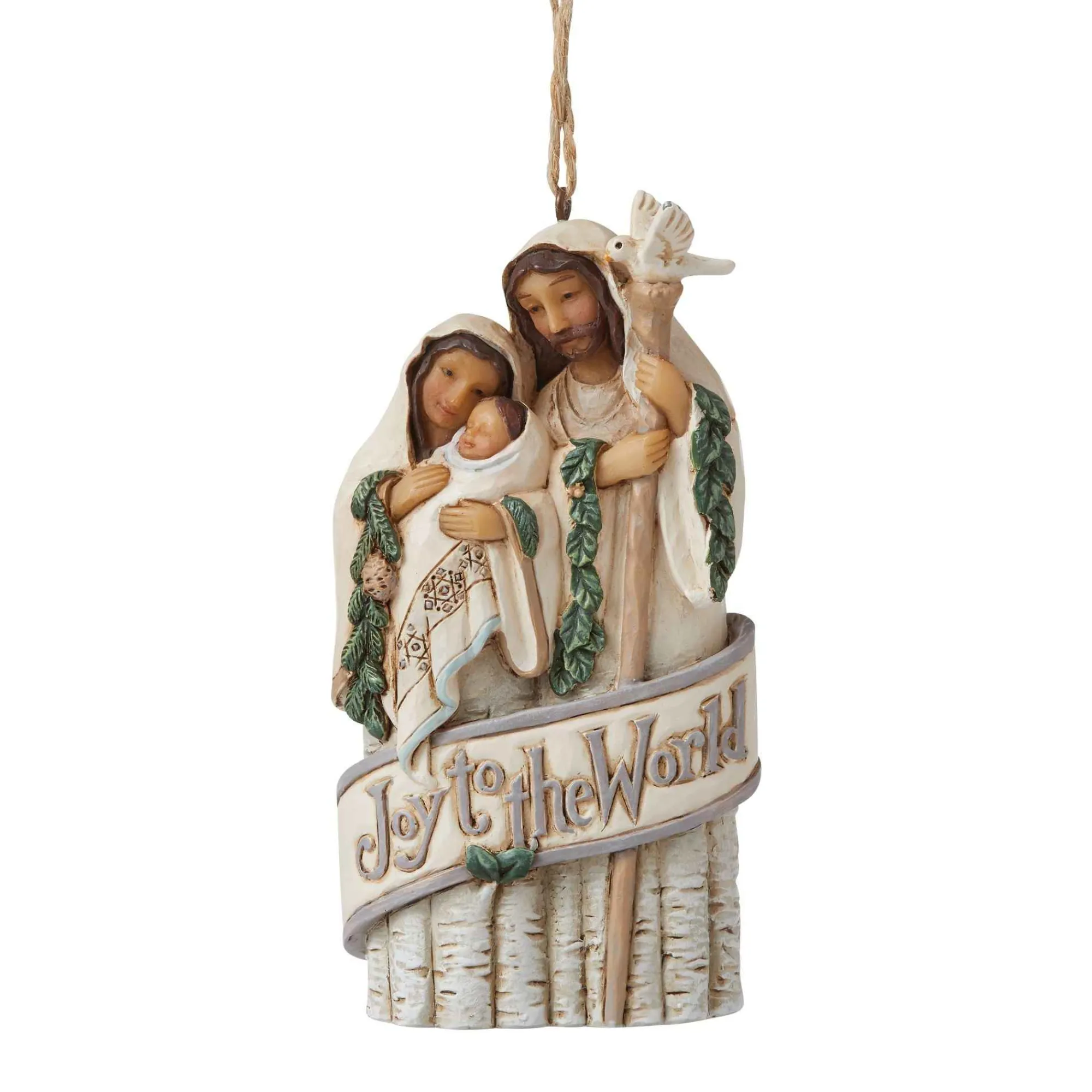 Jim Shore Heartwood Creek White Woodland Holy Family Orn