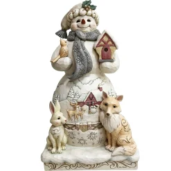 Jim Shore Heartwood Creek White Woodland Snowman Statue