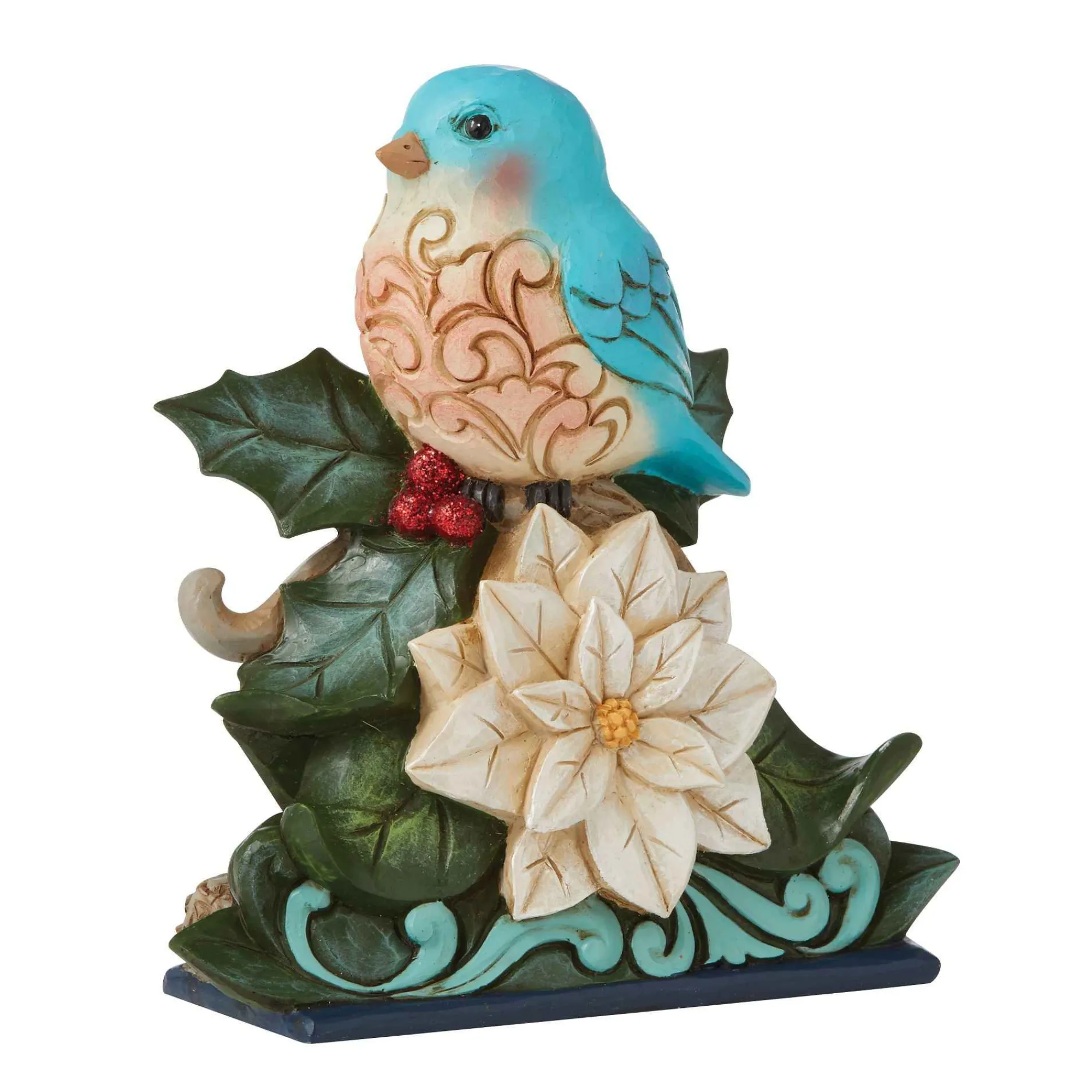 Jim Shore Heartwood Creek Wonderland Bluebird/Poinsettia