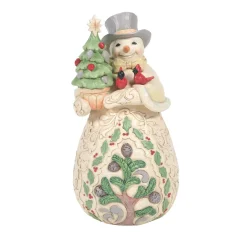 Jim Shore Heartwood Creek Woodland Snowman Withevergreen